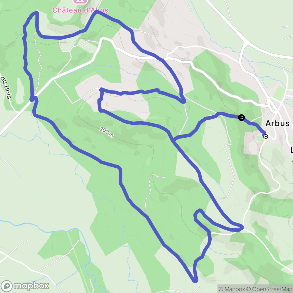 Arbus : carte du parcours de randonnée - France