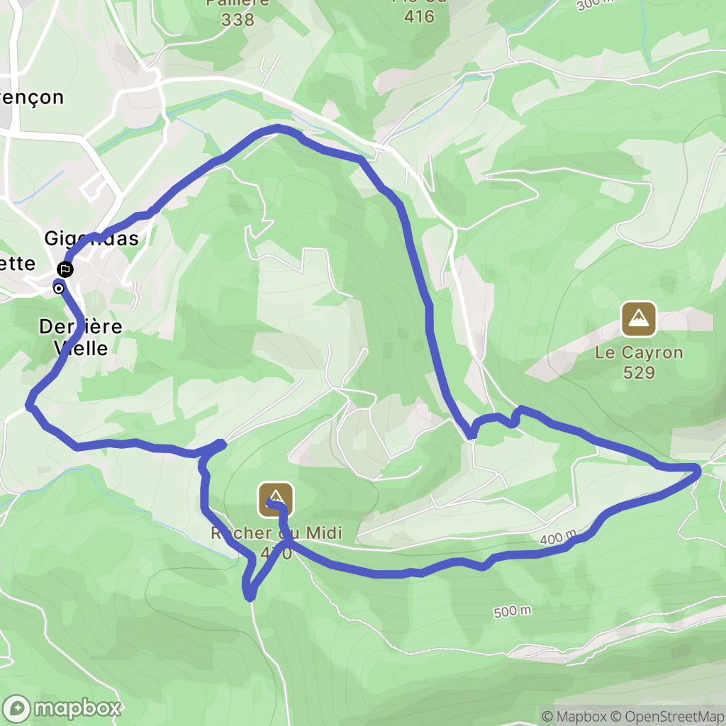 Gigondas : carte du parcours de randonnée - France