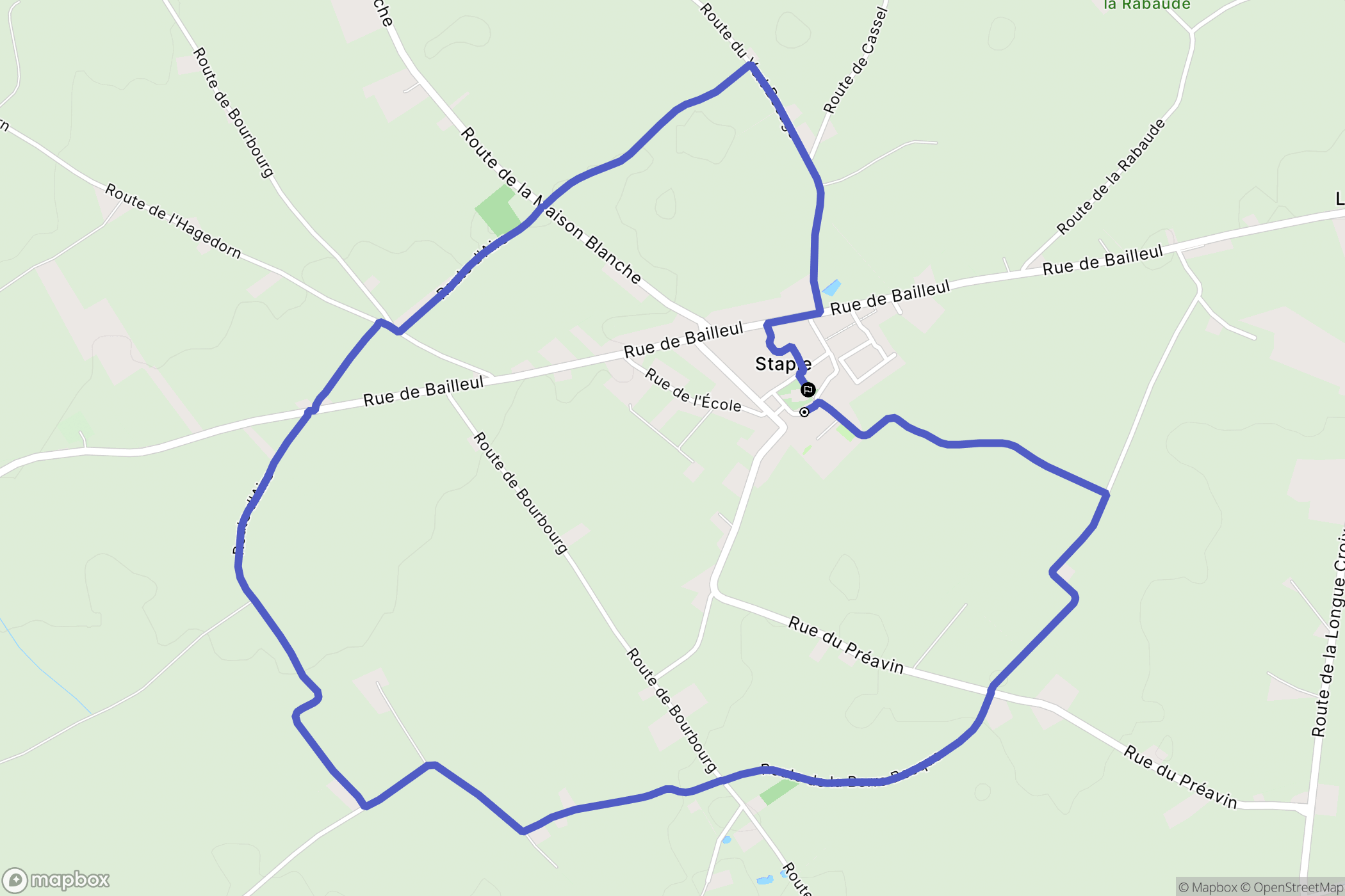 Staple : carte du parcours de randonnée - France