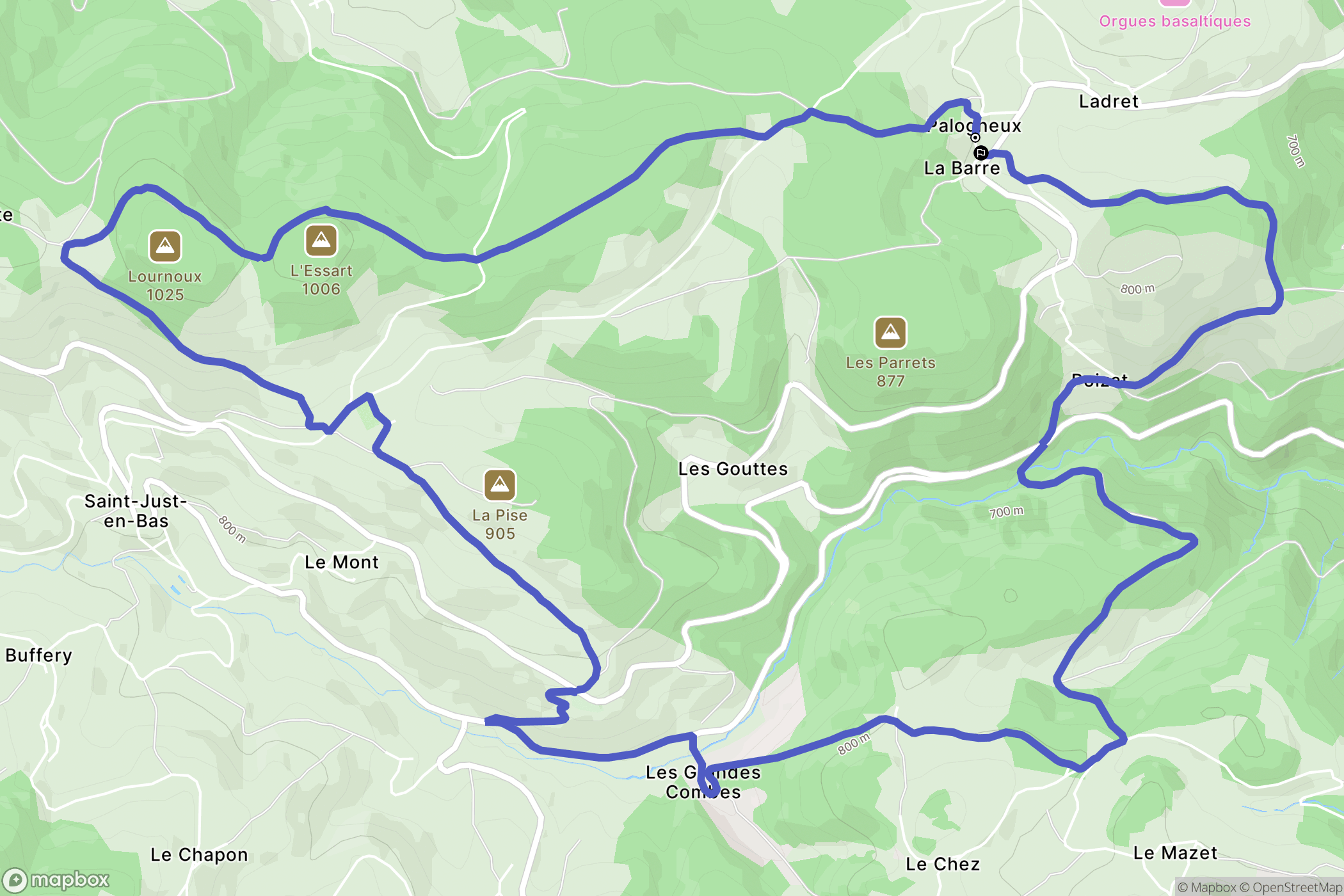 Palogneux : carte du parcours de randonnée - France