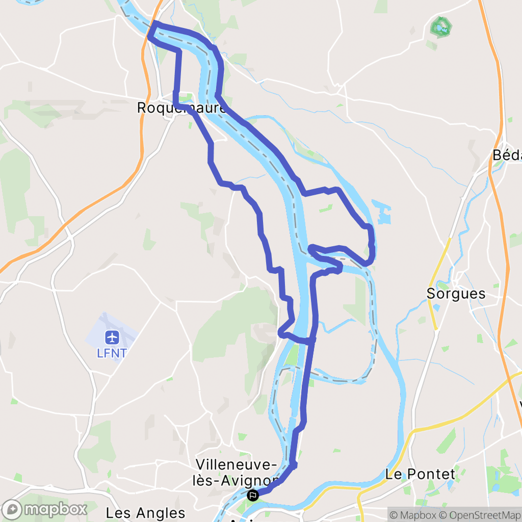 Avignon : carte du parcours de randonnée - France