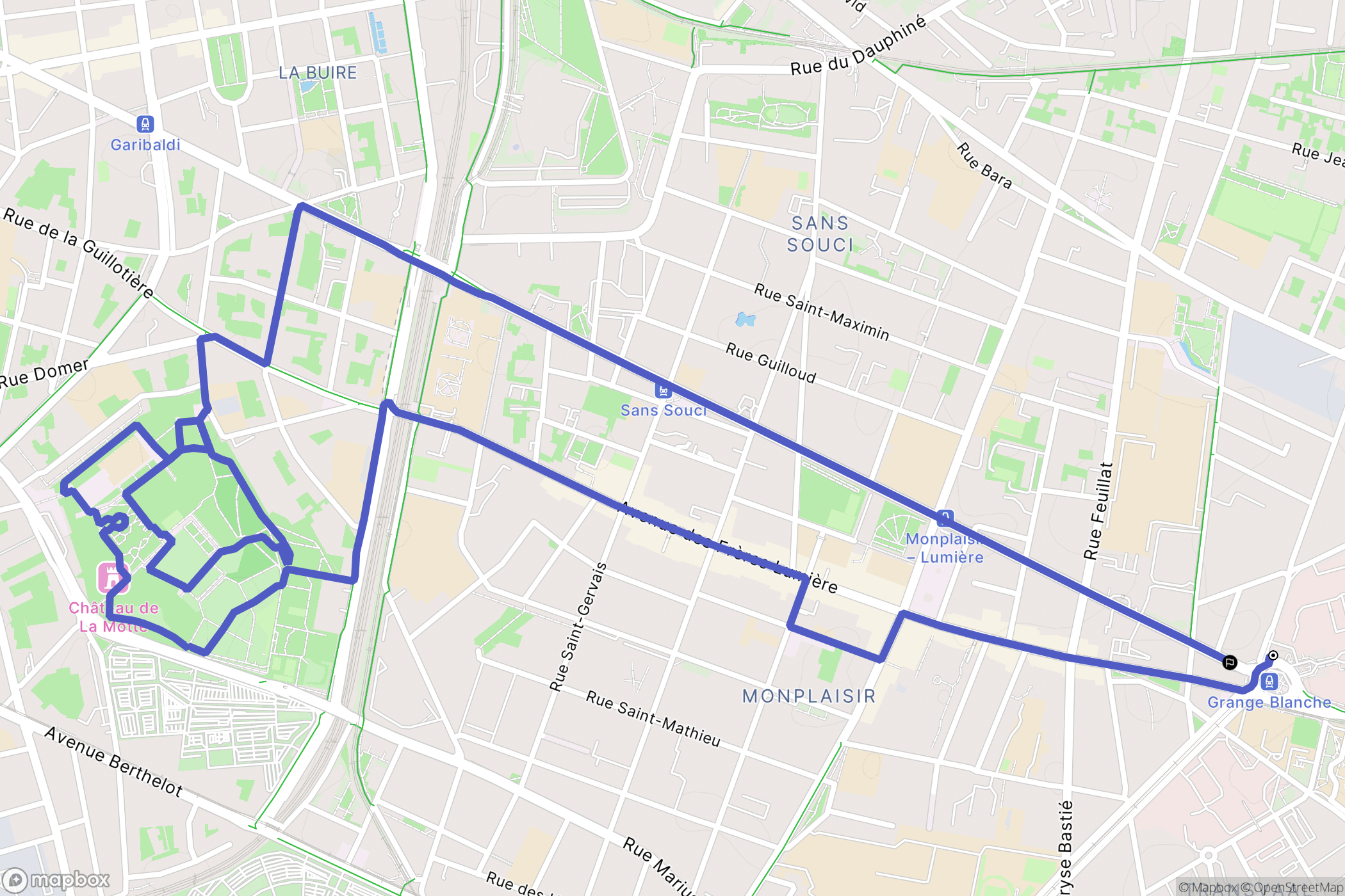Lyon : carte du parcours de randonnée - France