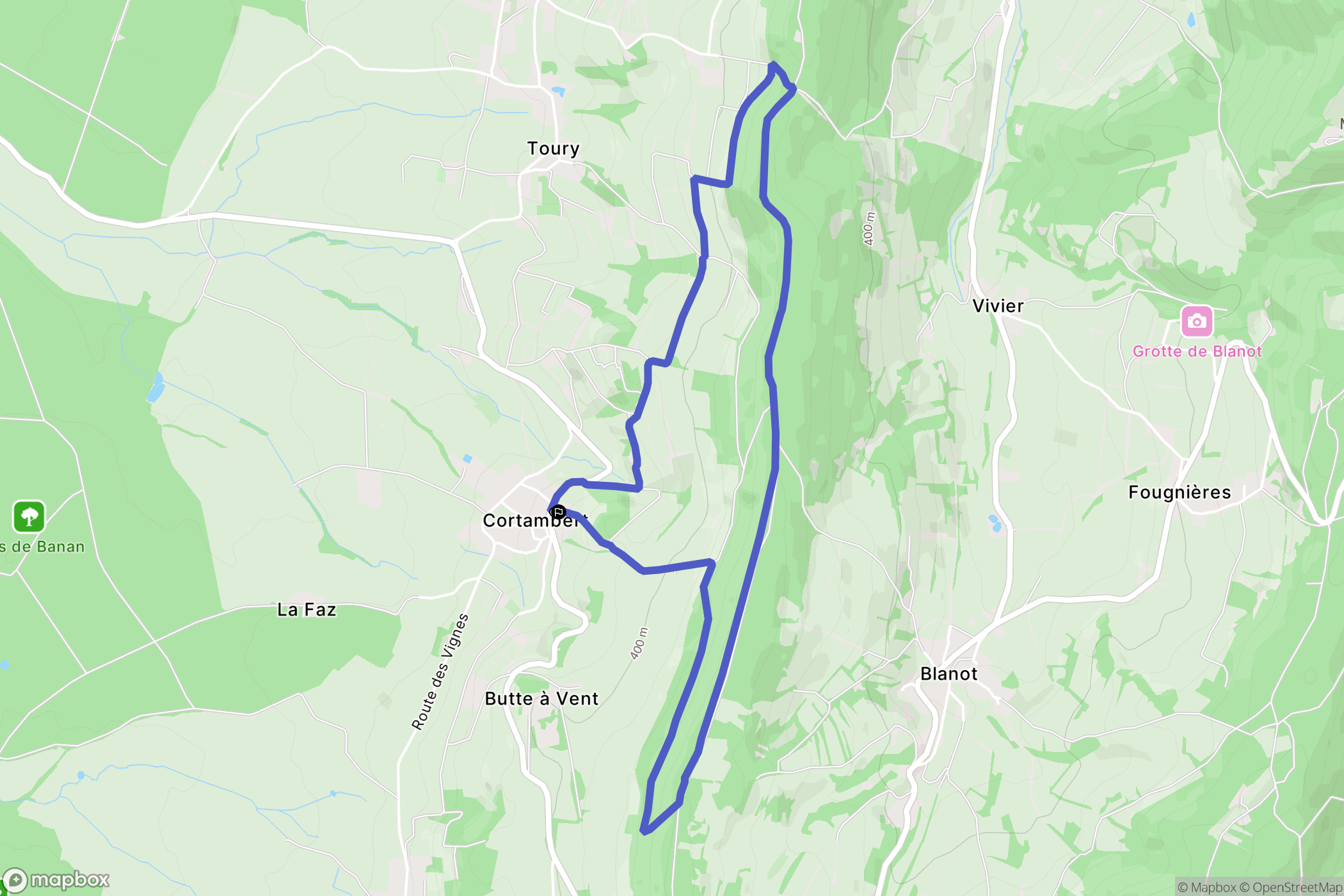 Cortambert : carte du parcours de randonnée - France