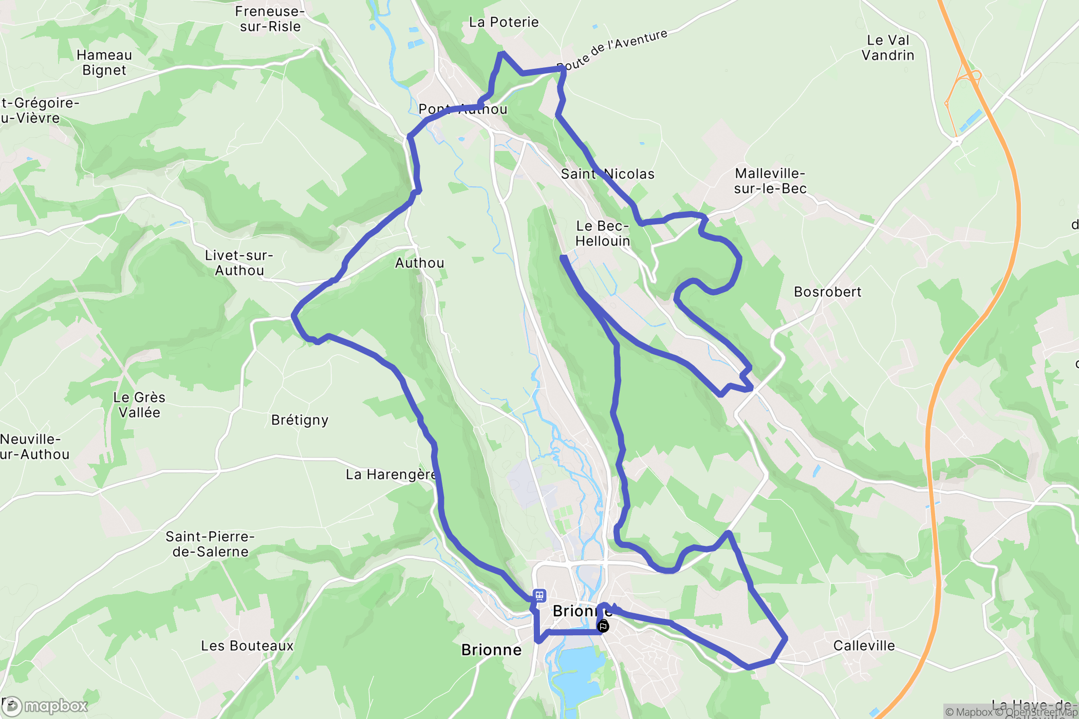 Brionne : carte du parcours de randonnée - France