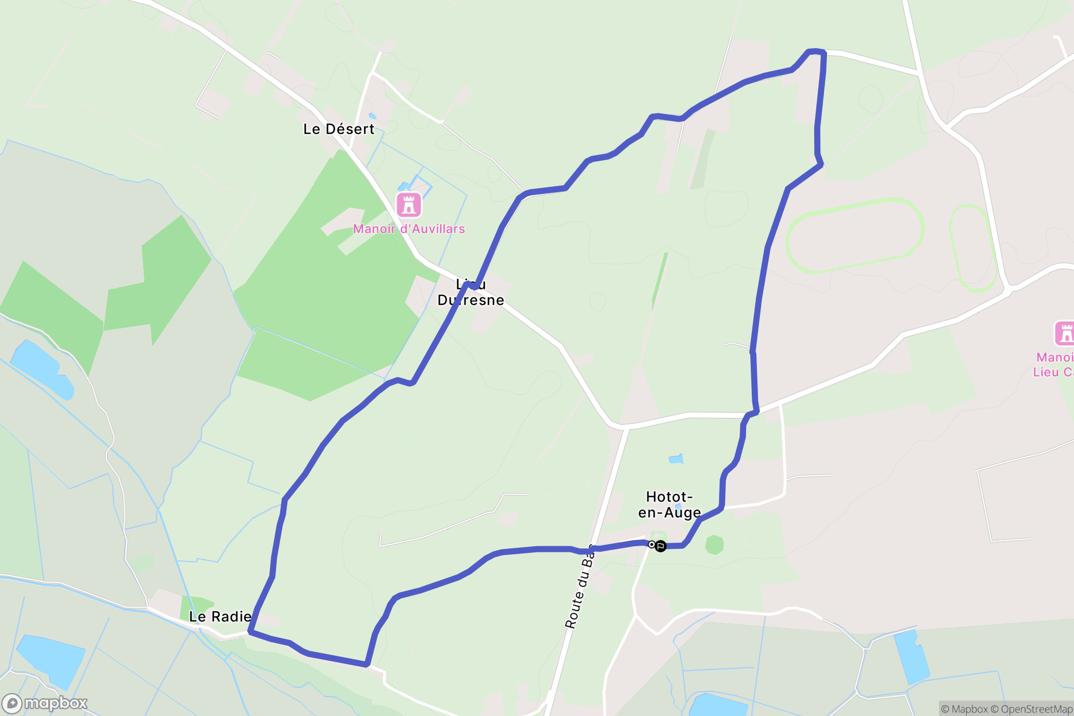 Hotot-en-Auge : carte du parcours de randonnée - France