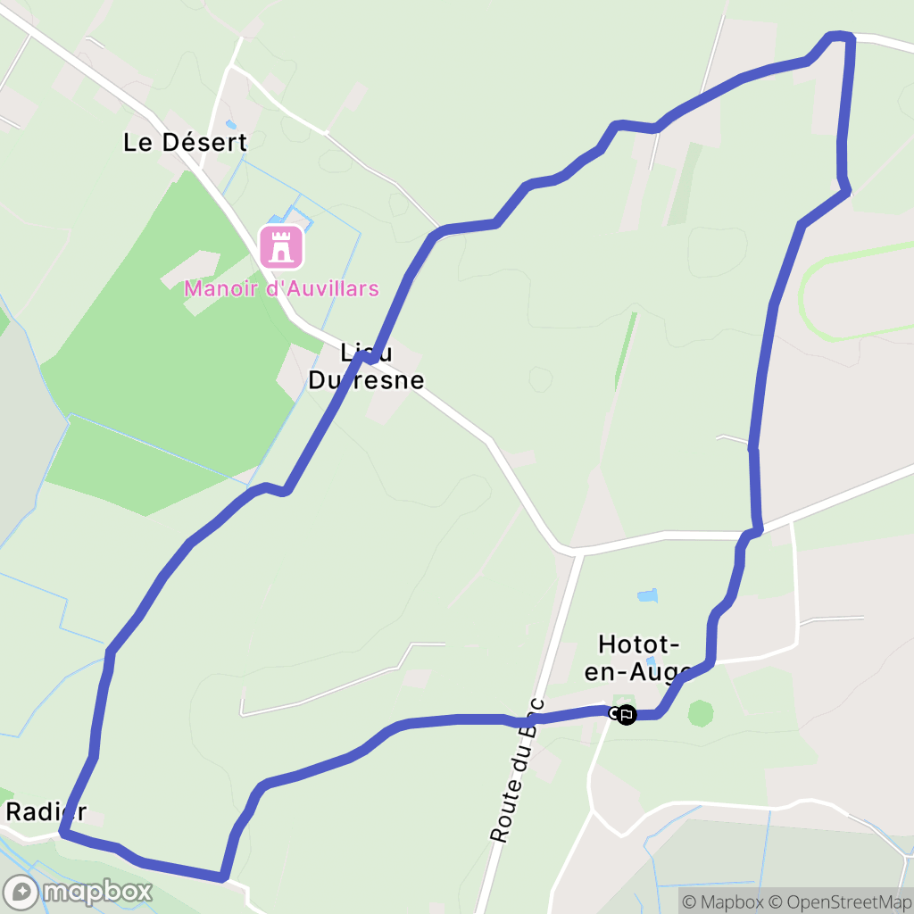 Hotot-en-Auge : carte du parcours de randonnée - France