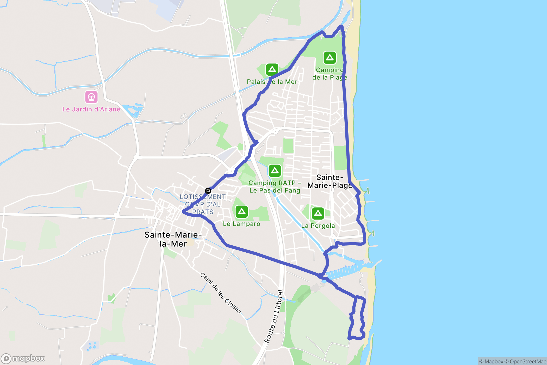 Sainte-Marie-la-Mer : carte du parcours de randonnée - France
