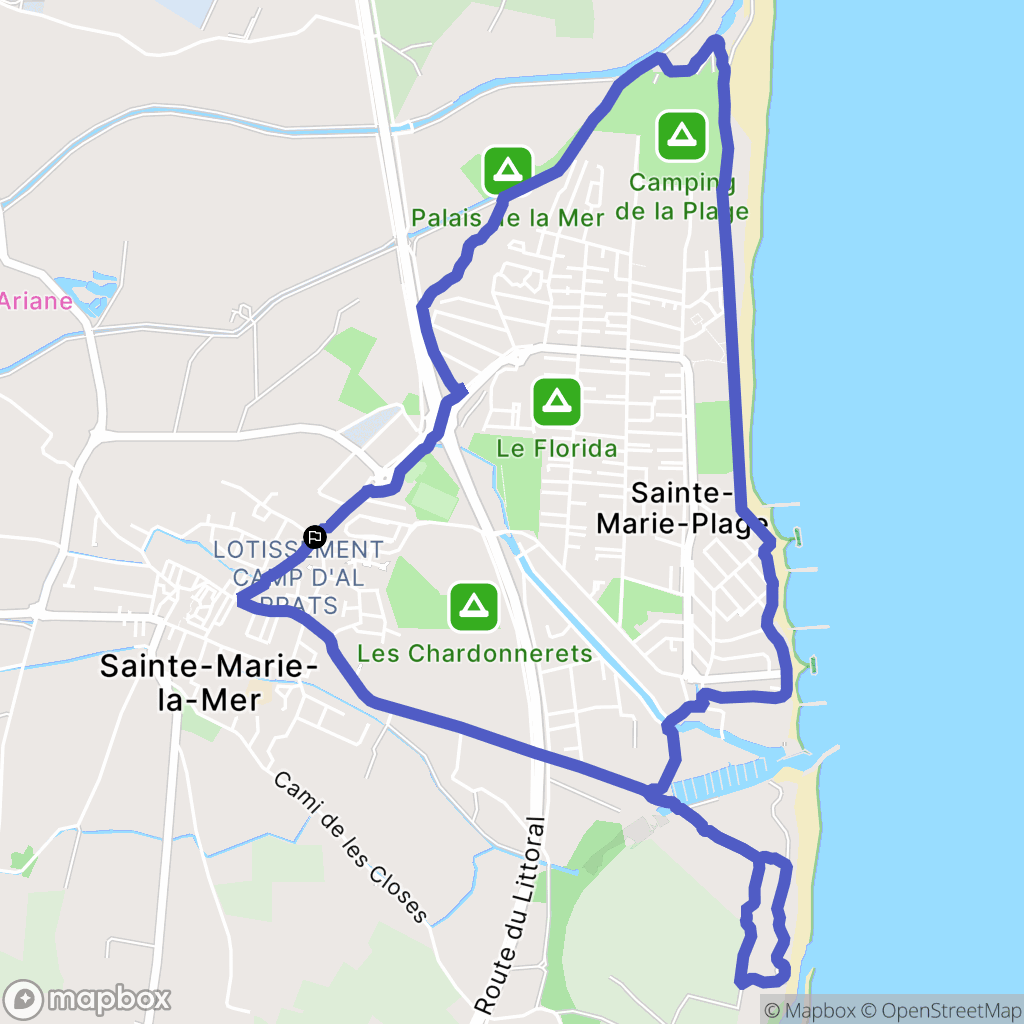 Sainte-Marie-la-Mer : carte du parcours de randonnée - France