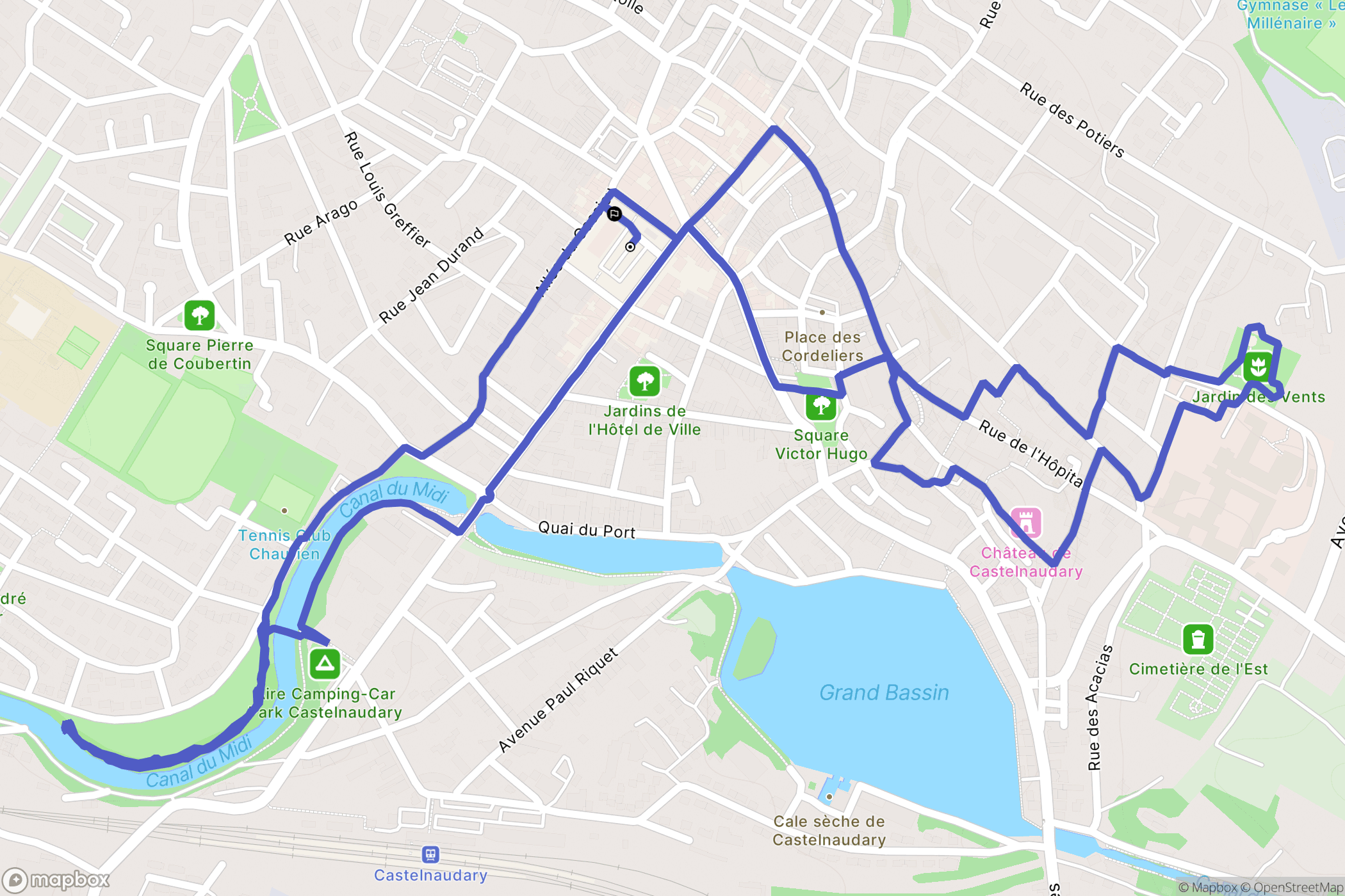 Castelnaudary : carte du parcours de randonnée - France