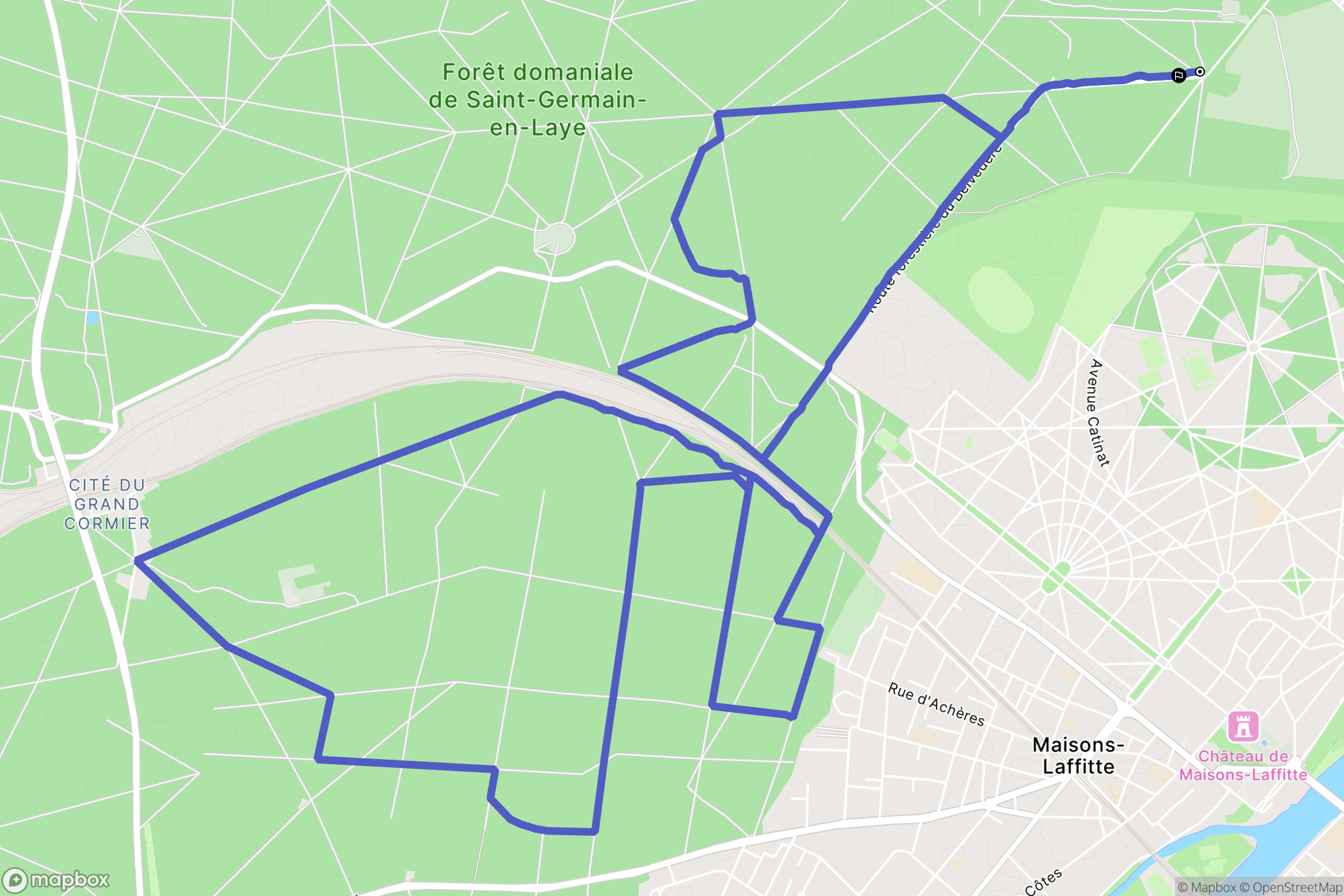 Saint-Germain-en-Laye : carte du parcours de randonnée - France