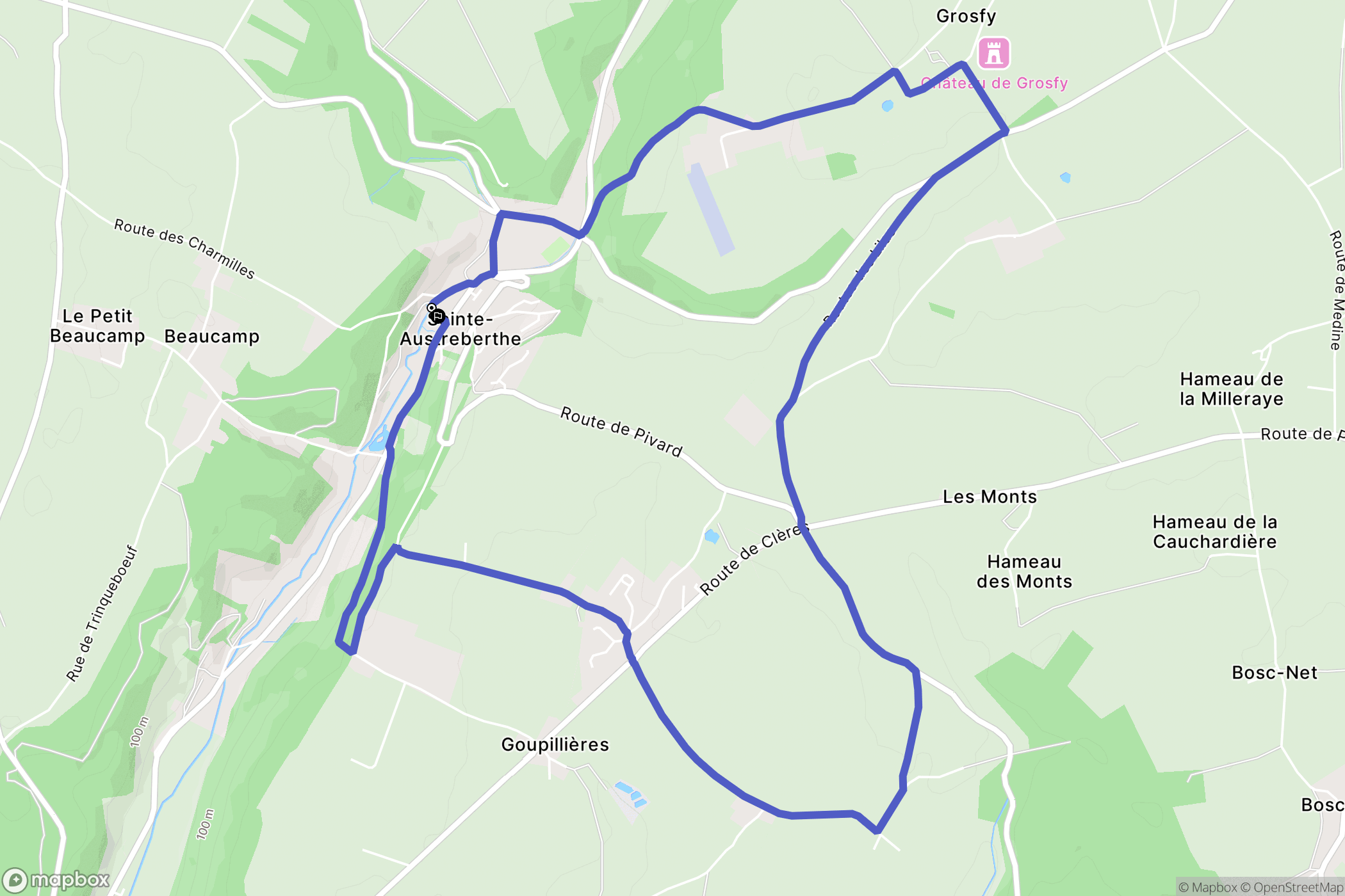 Sainte-Austreberthe : carte du parcours de randonnée - France