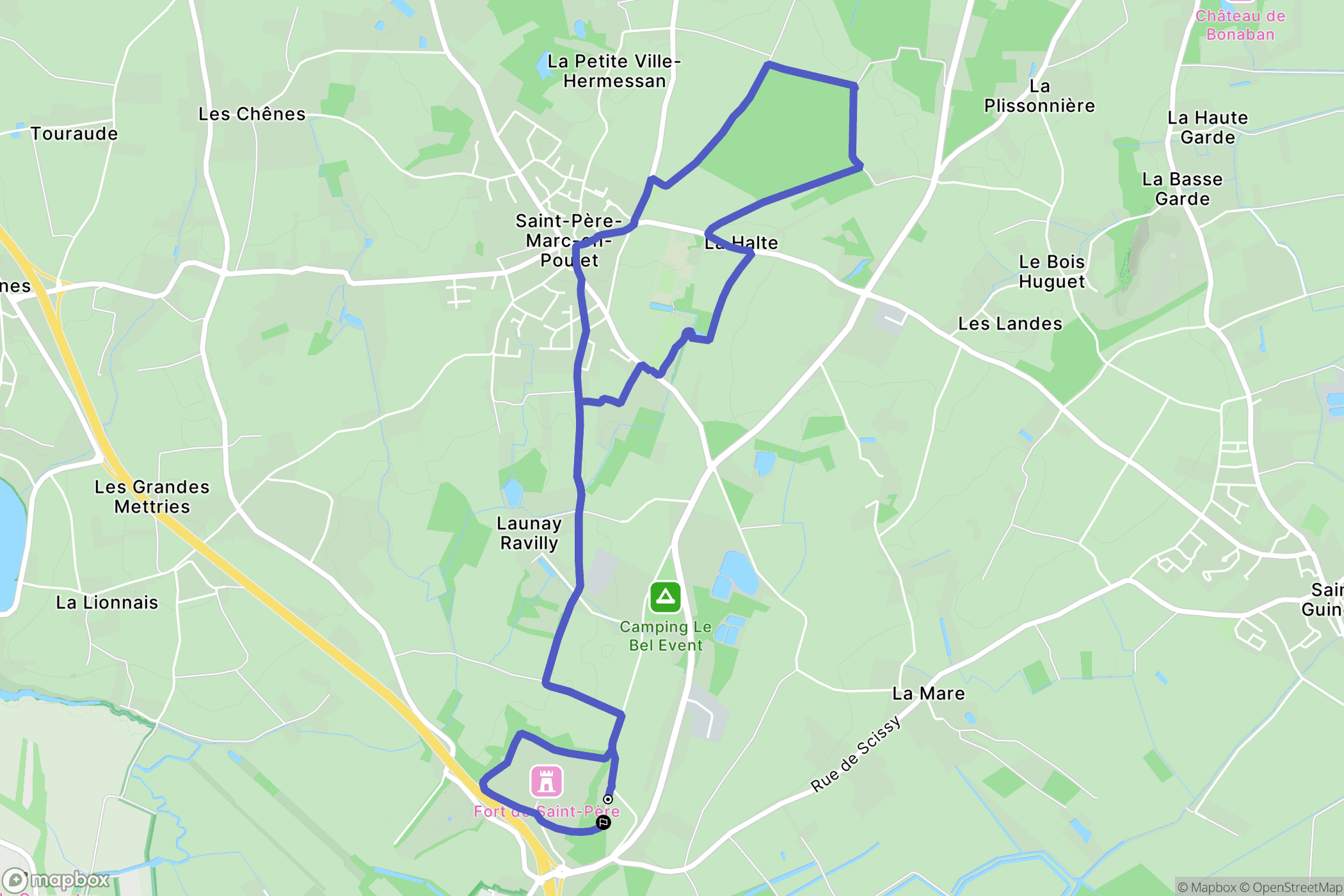 Saint-Père-Marc-en-Poulet : carte du parcours de randonnée - France