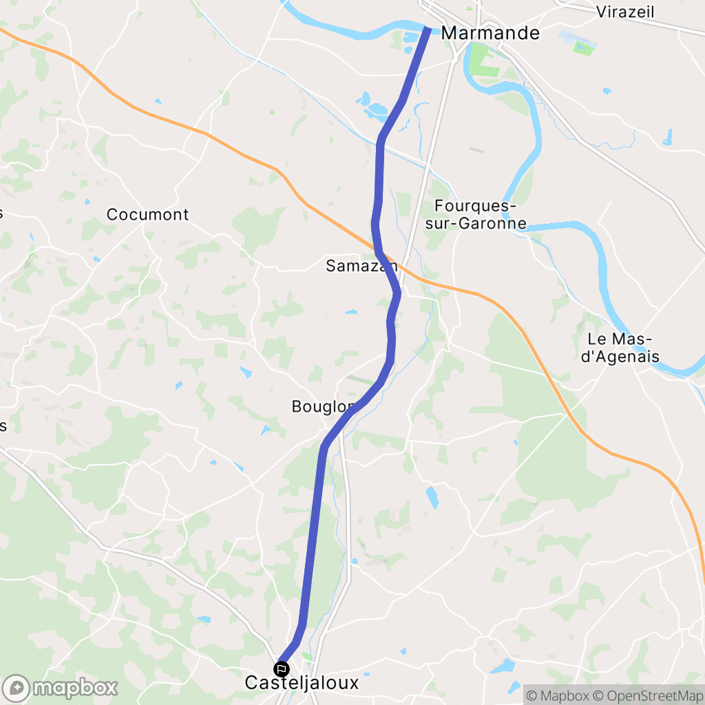 Casteljaloux : carte du parcours de randonnée - France
