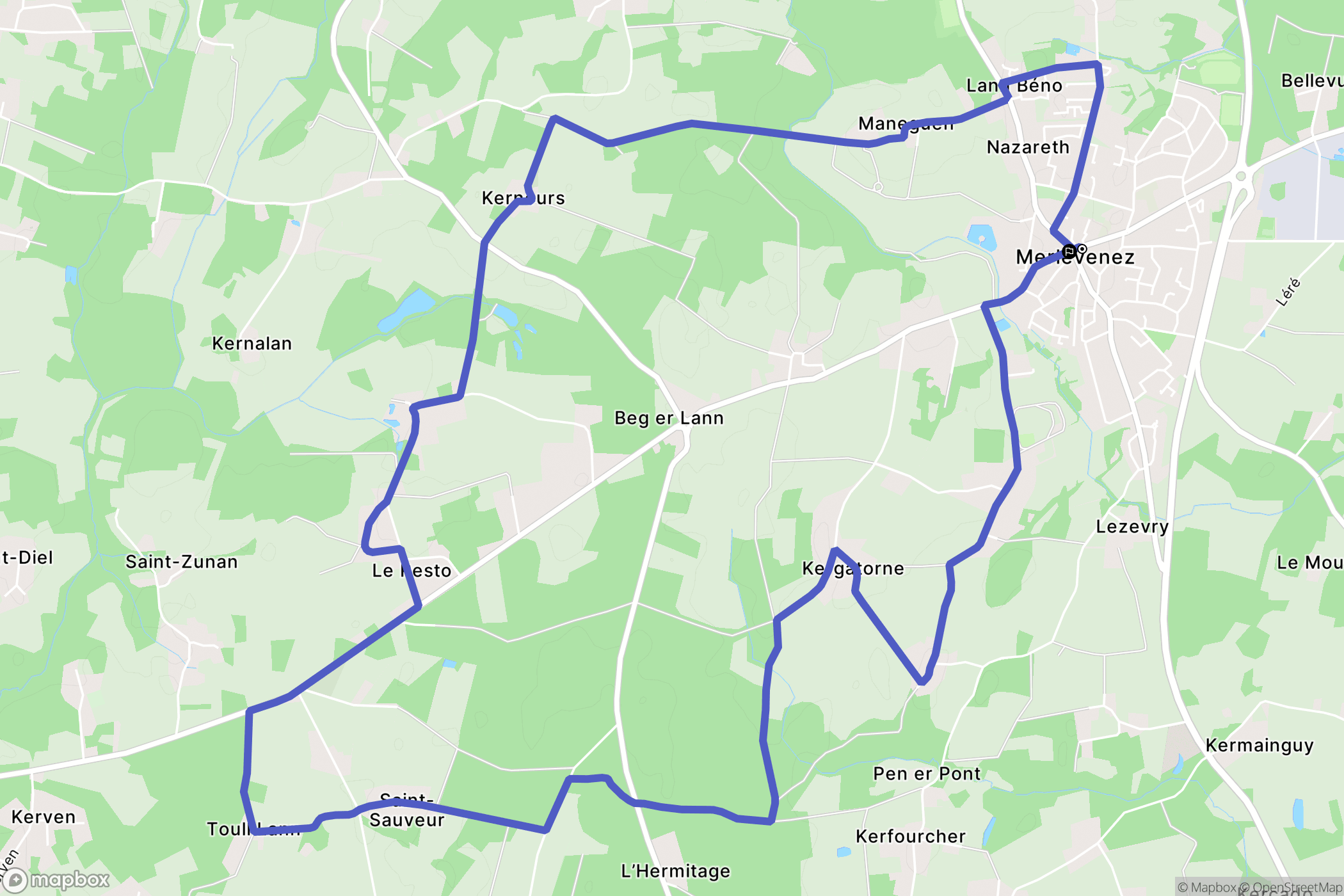 Merlevenez : carte du parcours de randonnée - France