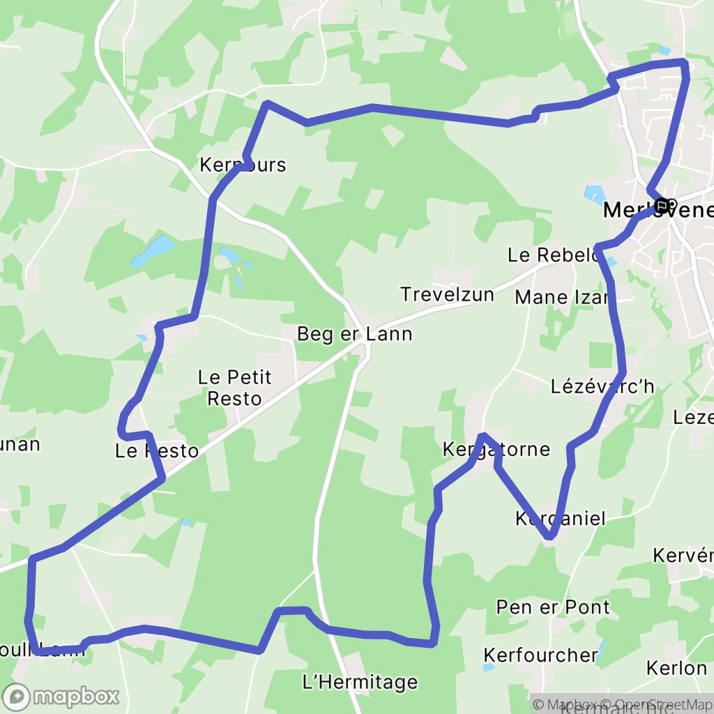 Merlevenez : carte du parcours de randonnée - France