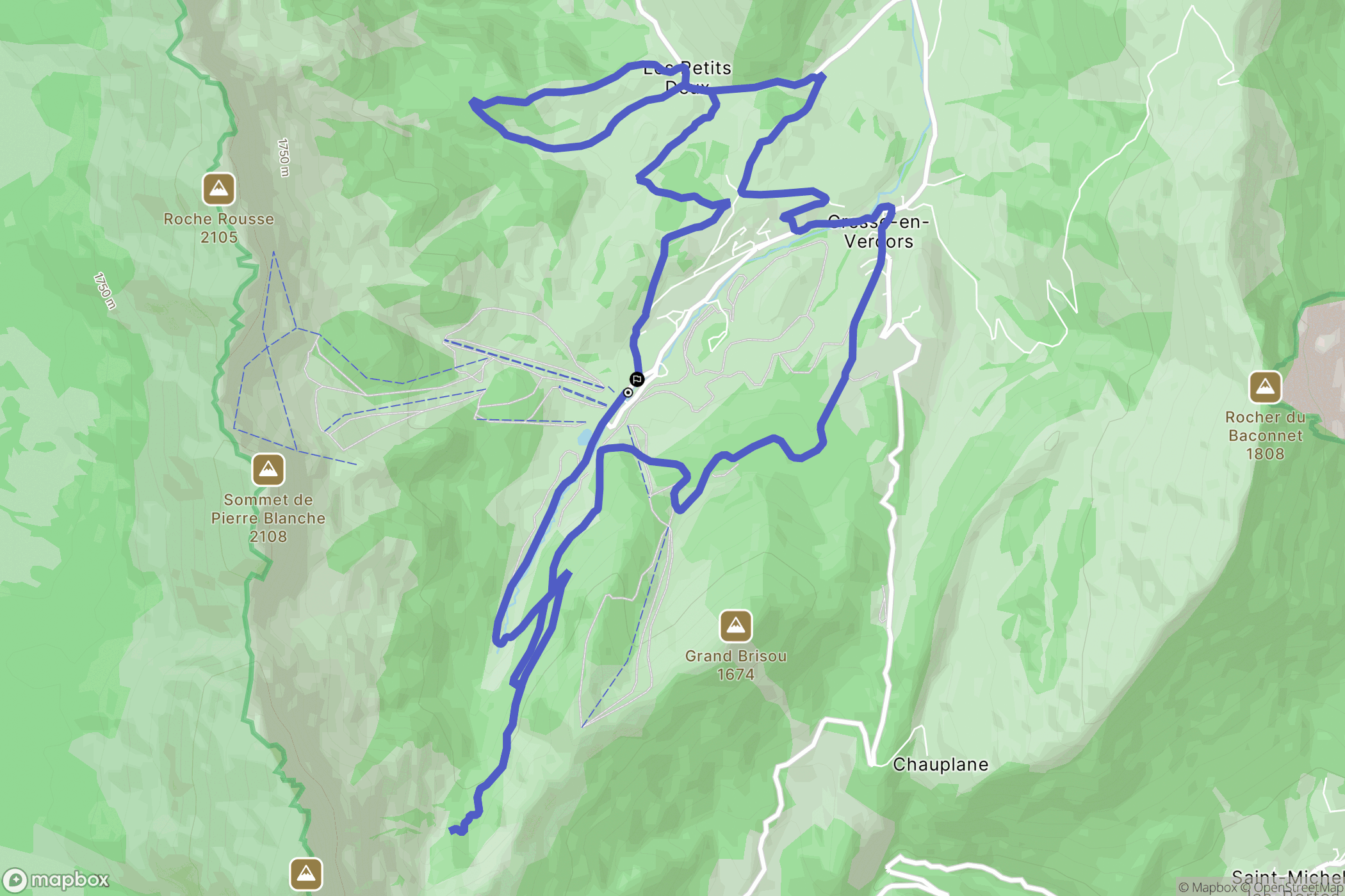 Gresse-en-Vercors : carte du parcours de randonnée - France