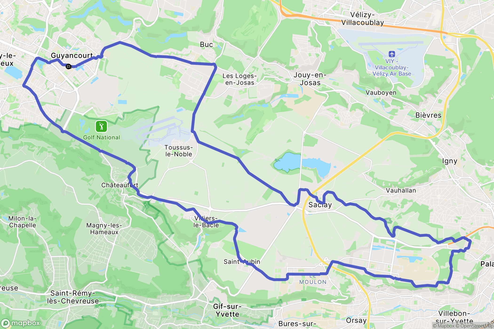 Guyancourt : carte du parcours de randonnée - France