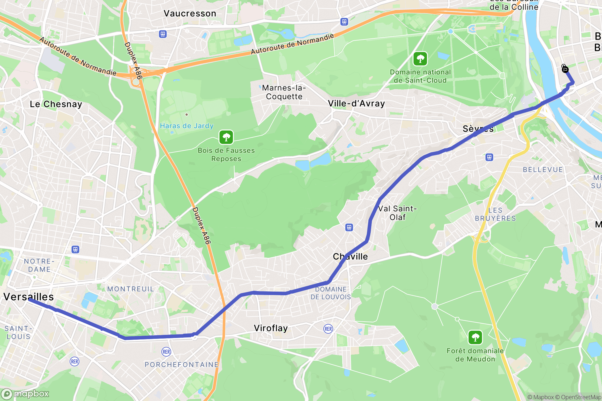 Boulogne-Billancourt : carte du parcours de randonnée - France