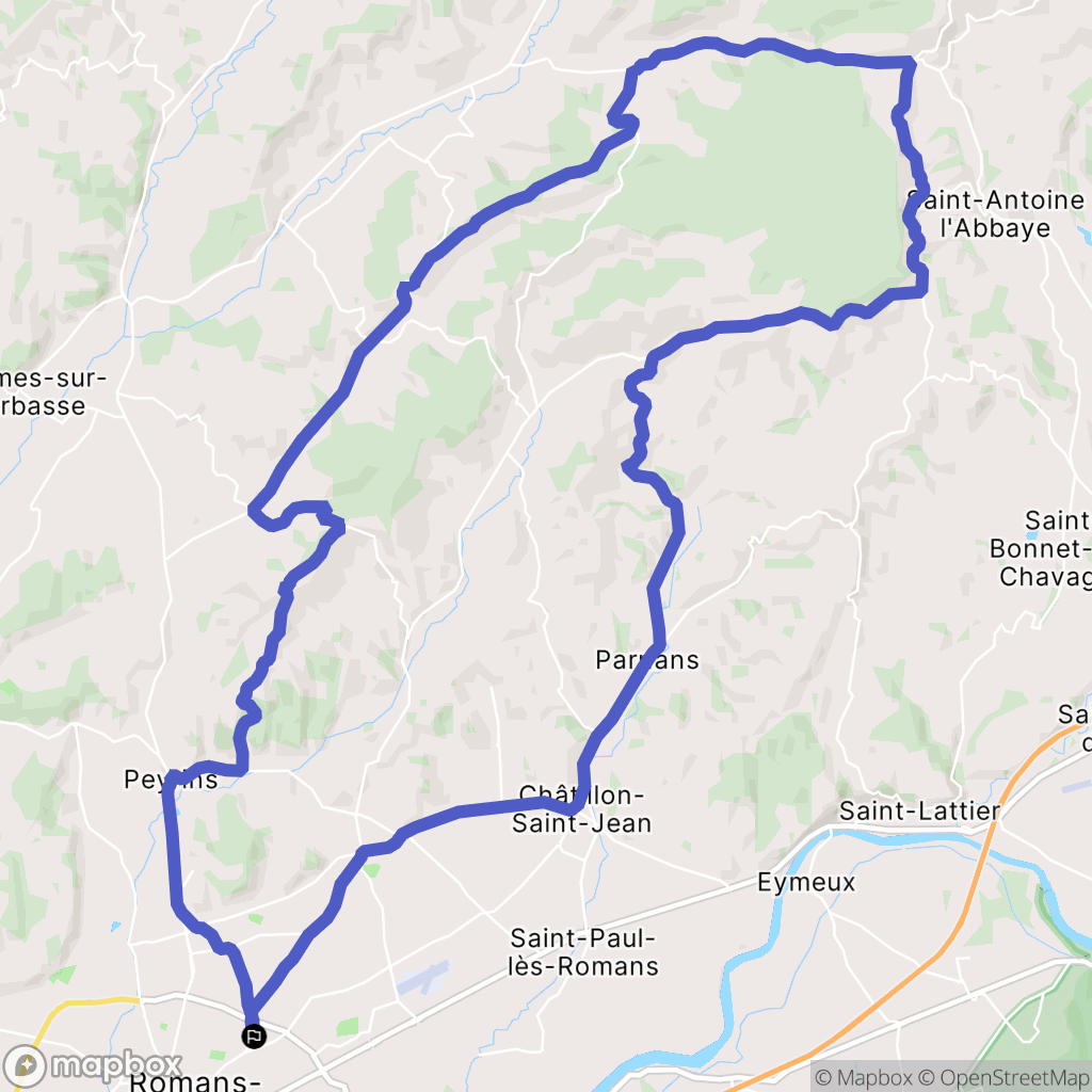 Romans-sur-Isère : carte du parcours de randonnée - France