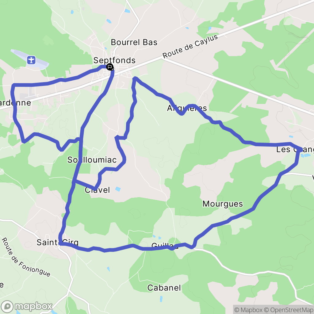 Septfonds : carte du parcours de randonnée - France