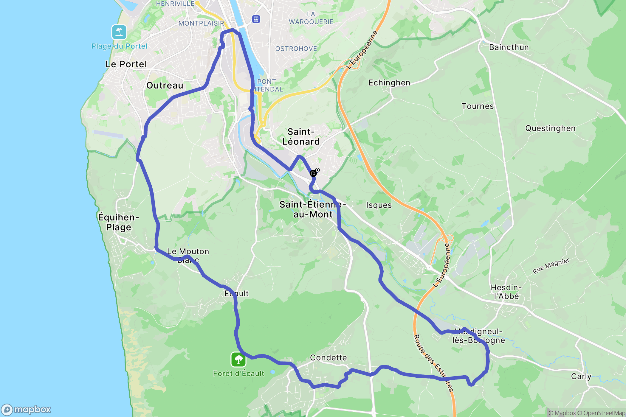 Saint-Léonard : carte du parcours de randonnée - France