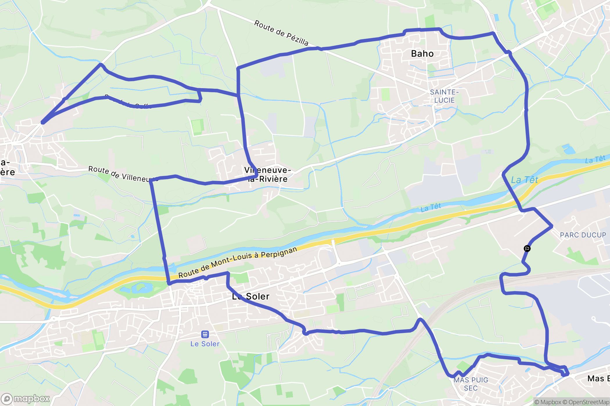 Perpignan : carte du parcours de randonnée - France