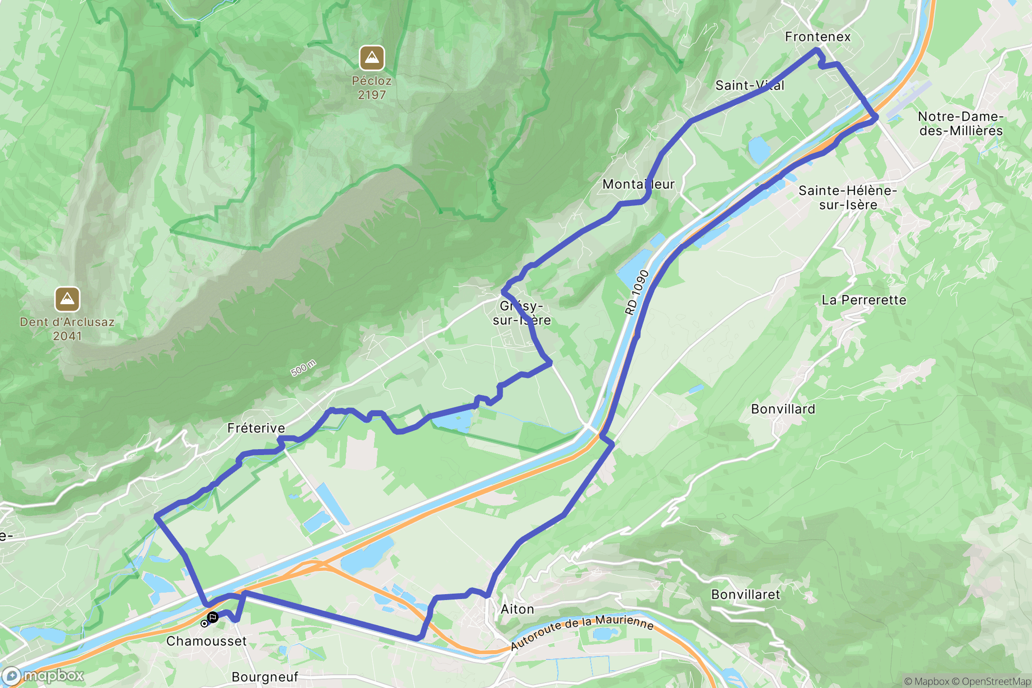 Chamousset : carte du parcours de randonnée - France