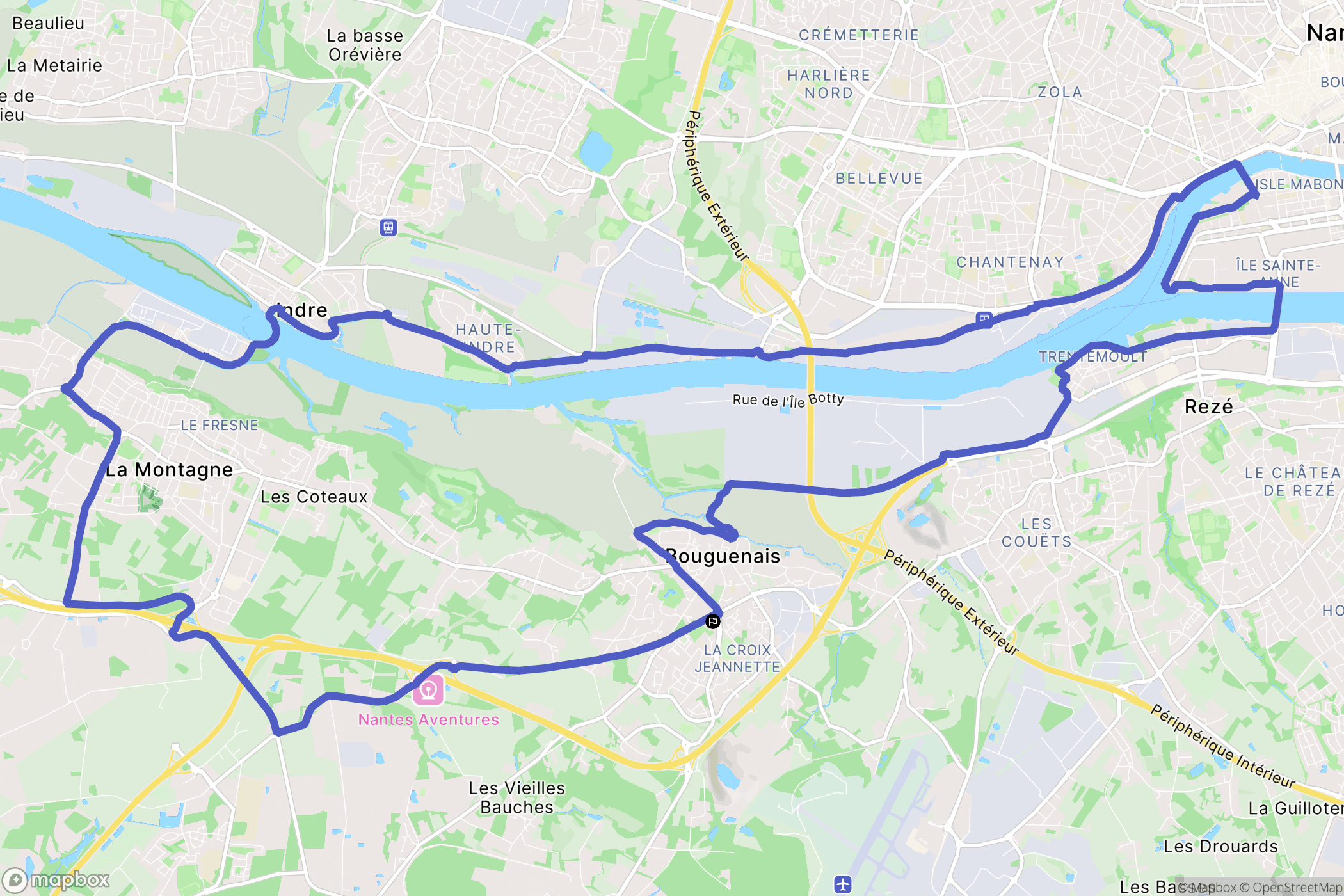 Bouguenais : carte du parcours de randonnée - France