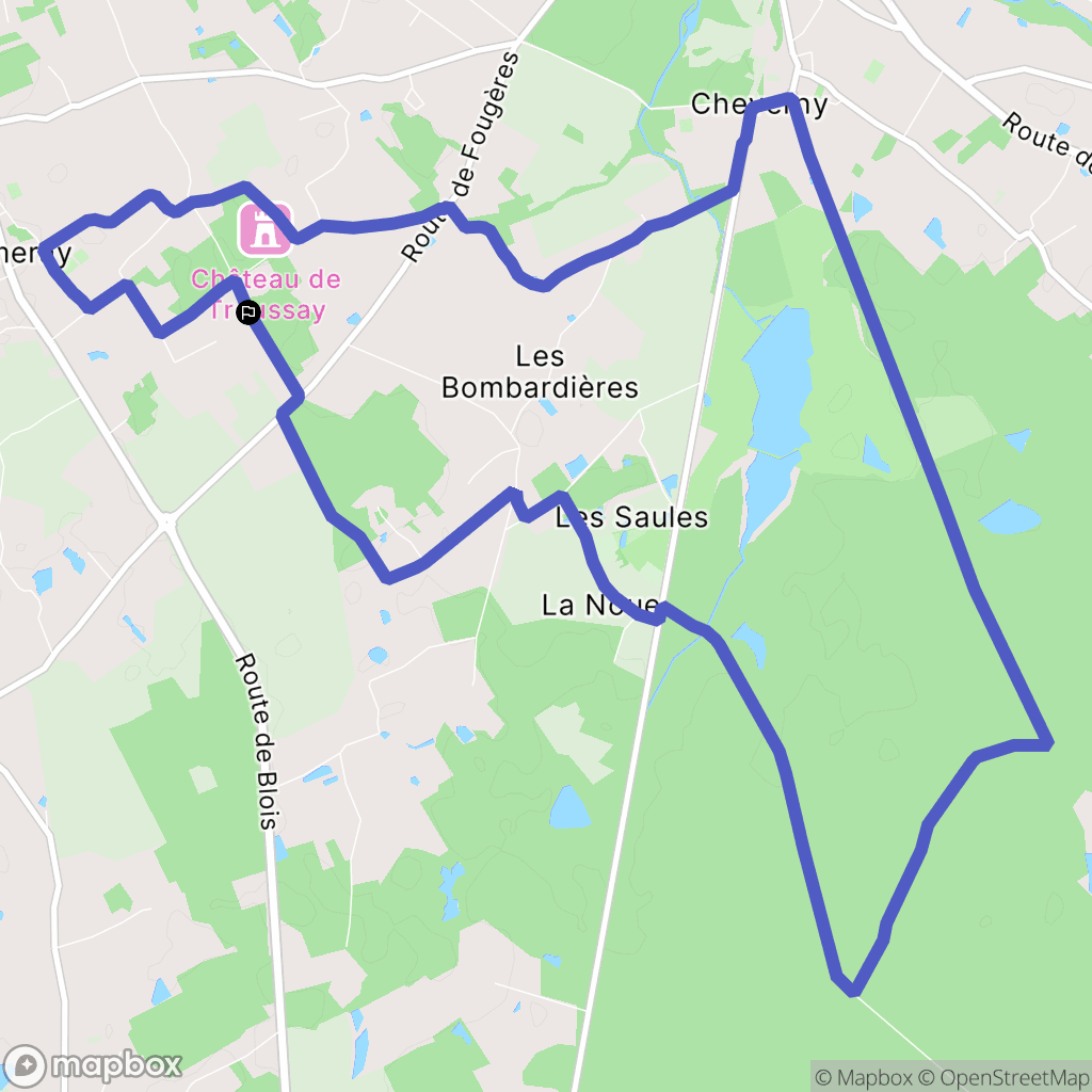 Cheverny : carte du parcours de randonnée - France