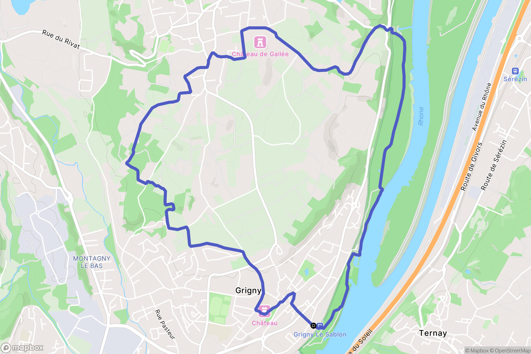 Grigny : carte du parcours de randonnée - France