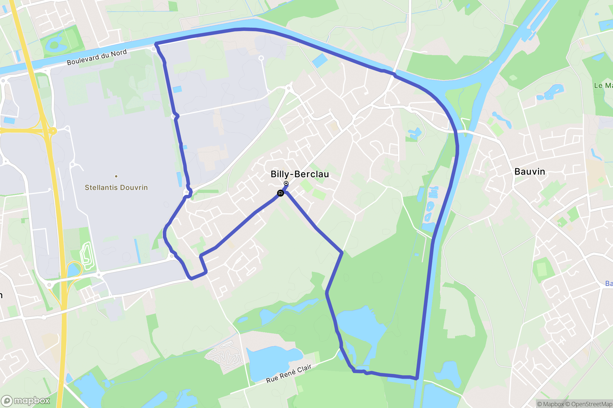 Billy-Berclau : carte du parcours de randonnée - France