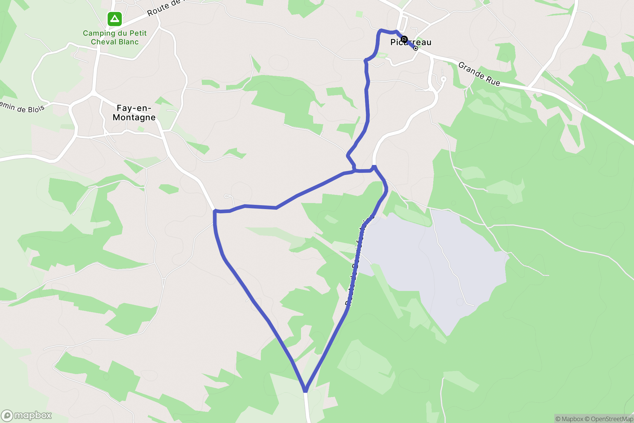 Picarreau : carte du parcours de randonnée - France
