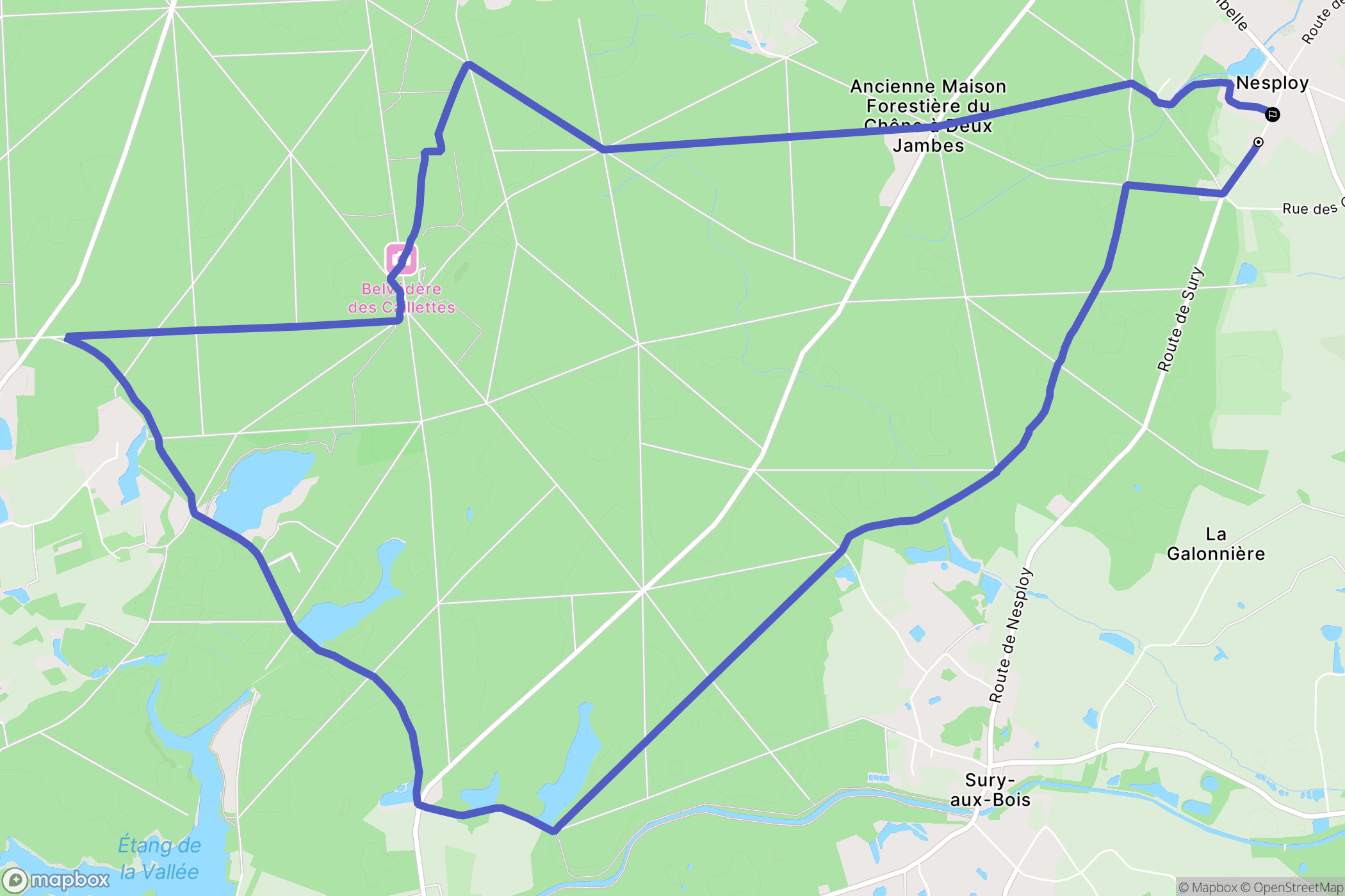 Nesploy : carte du parcours de randonnée - France