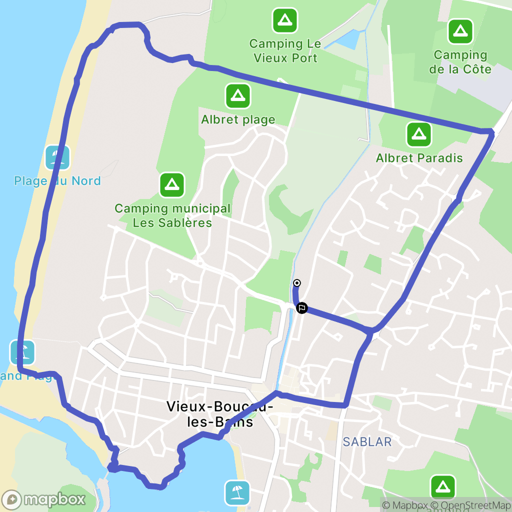 Vieux-Boucau-les-Bains : carte du parcours de randonnée - France
