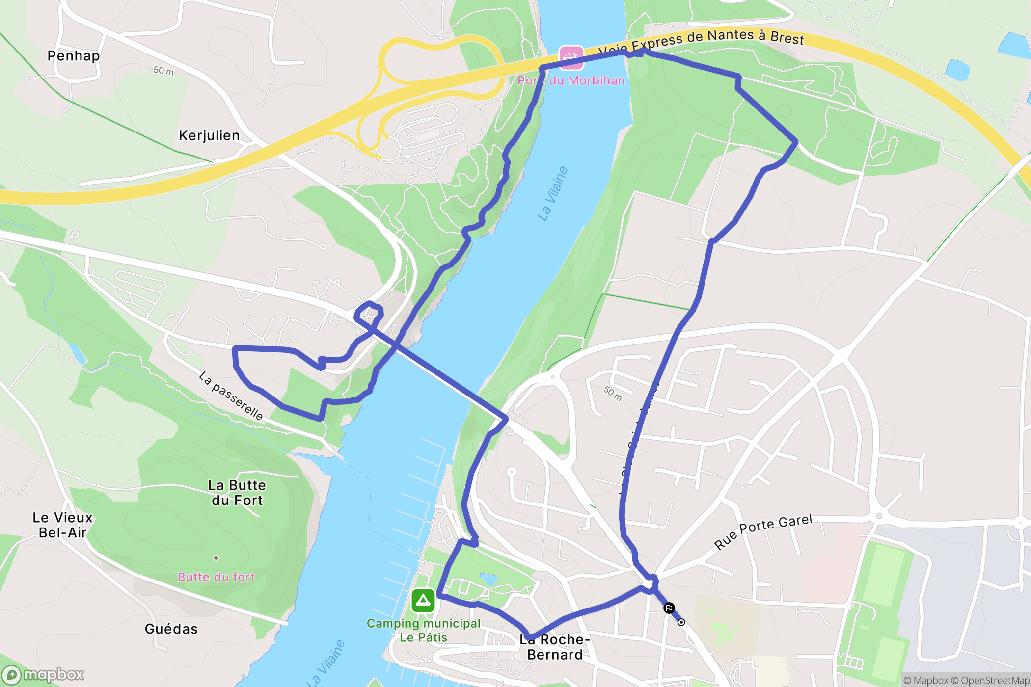 La Roche-Bernard : carte du parcours de randonnée - France