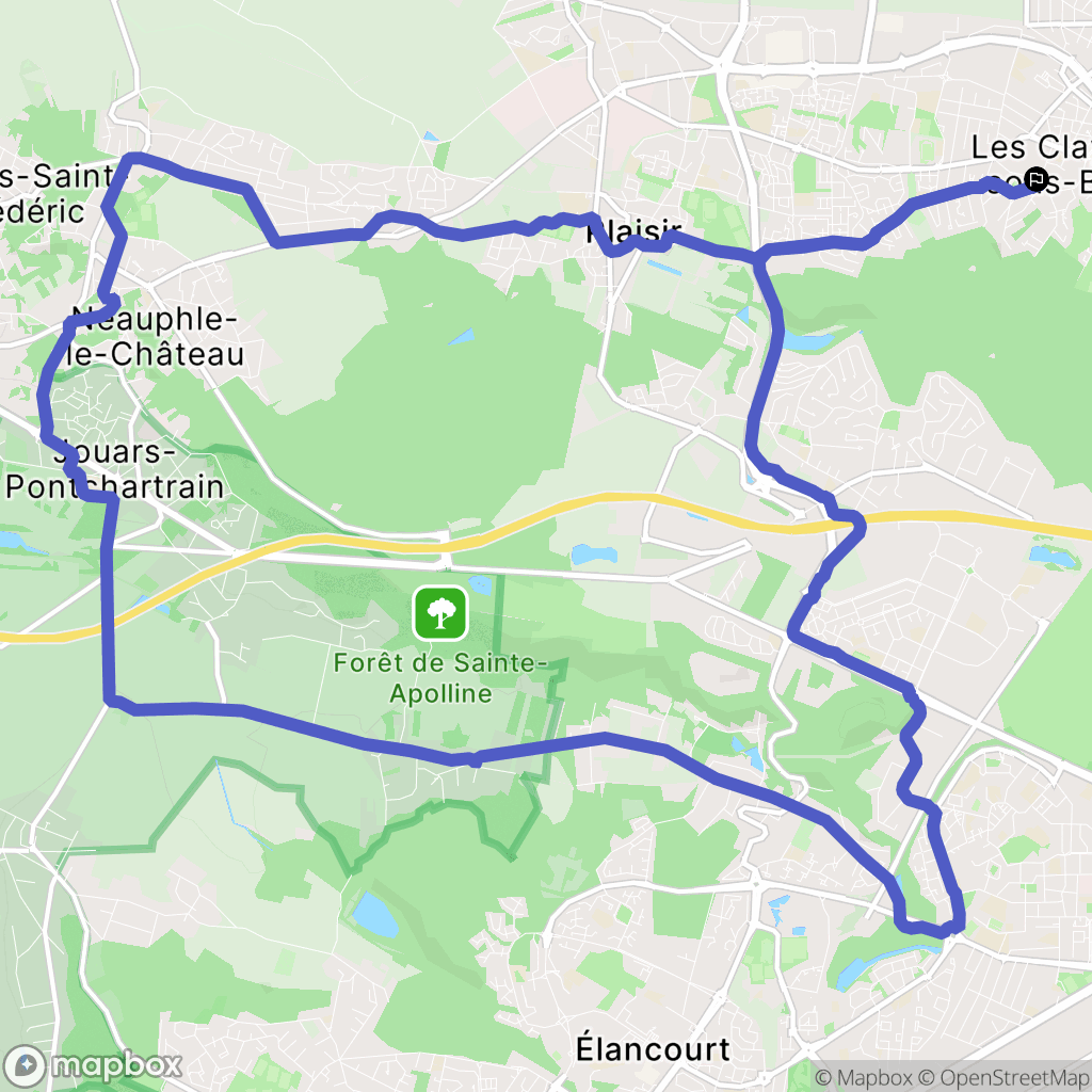 Les Clayes-sous-Bois : carte du parcours de randonnée - France