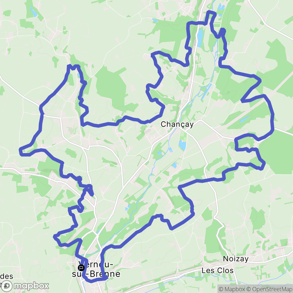 Vernou-sur-Brenne : carte du parcours de randonnée - France