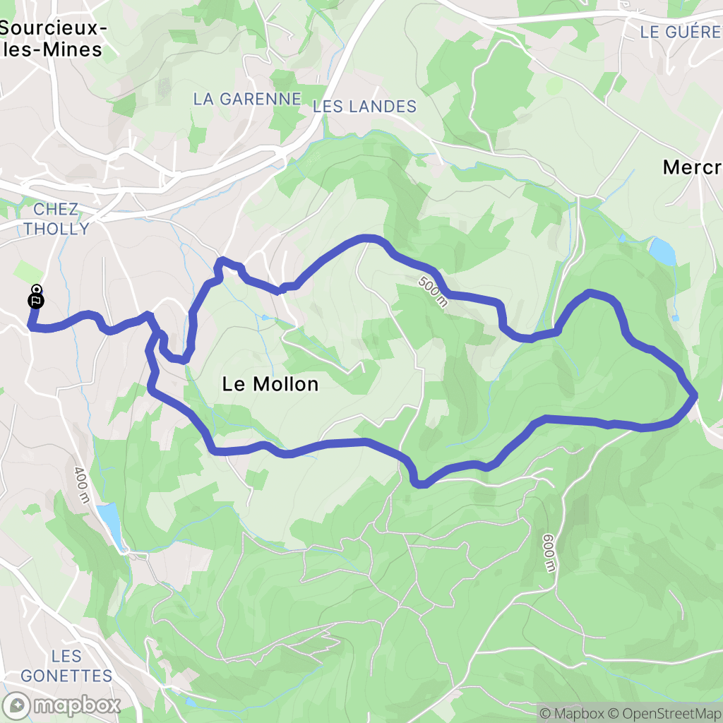 Sourcieux-les-Mines : carte du parcours de randonnée - France