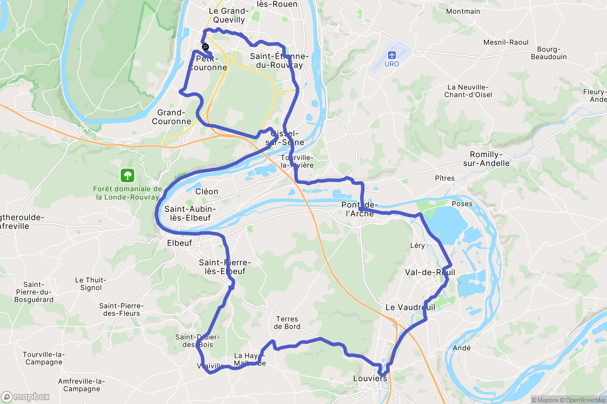 Petit-Couronne : carte du parcours de randonnée - France