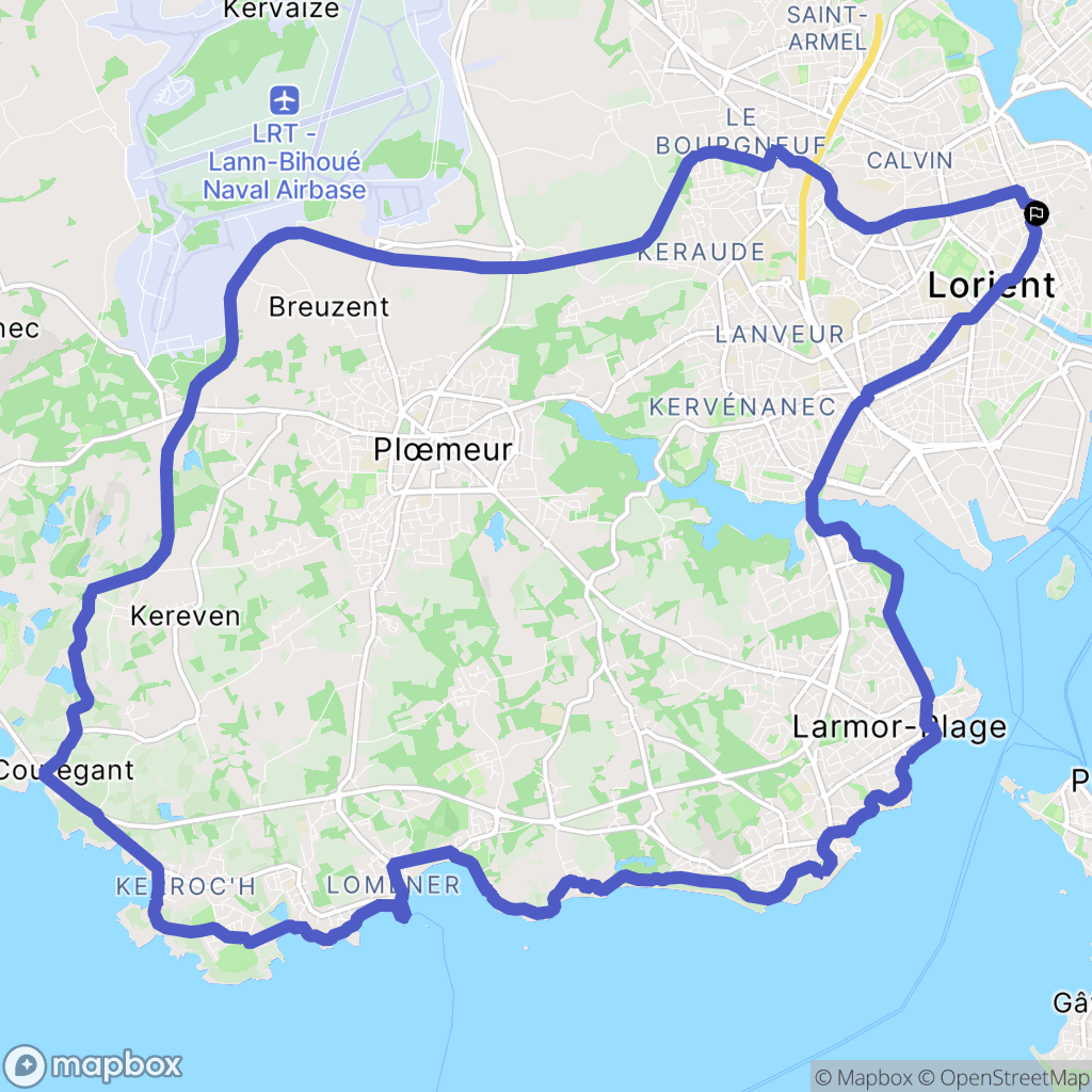 Lorient : carte du parcours de randonnée - France
