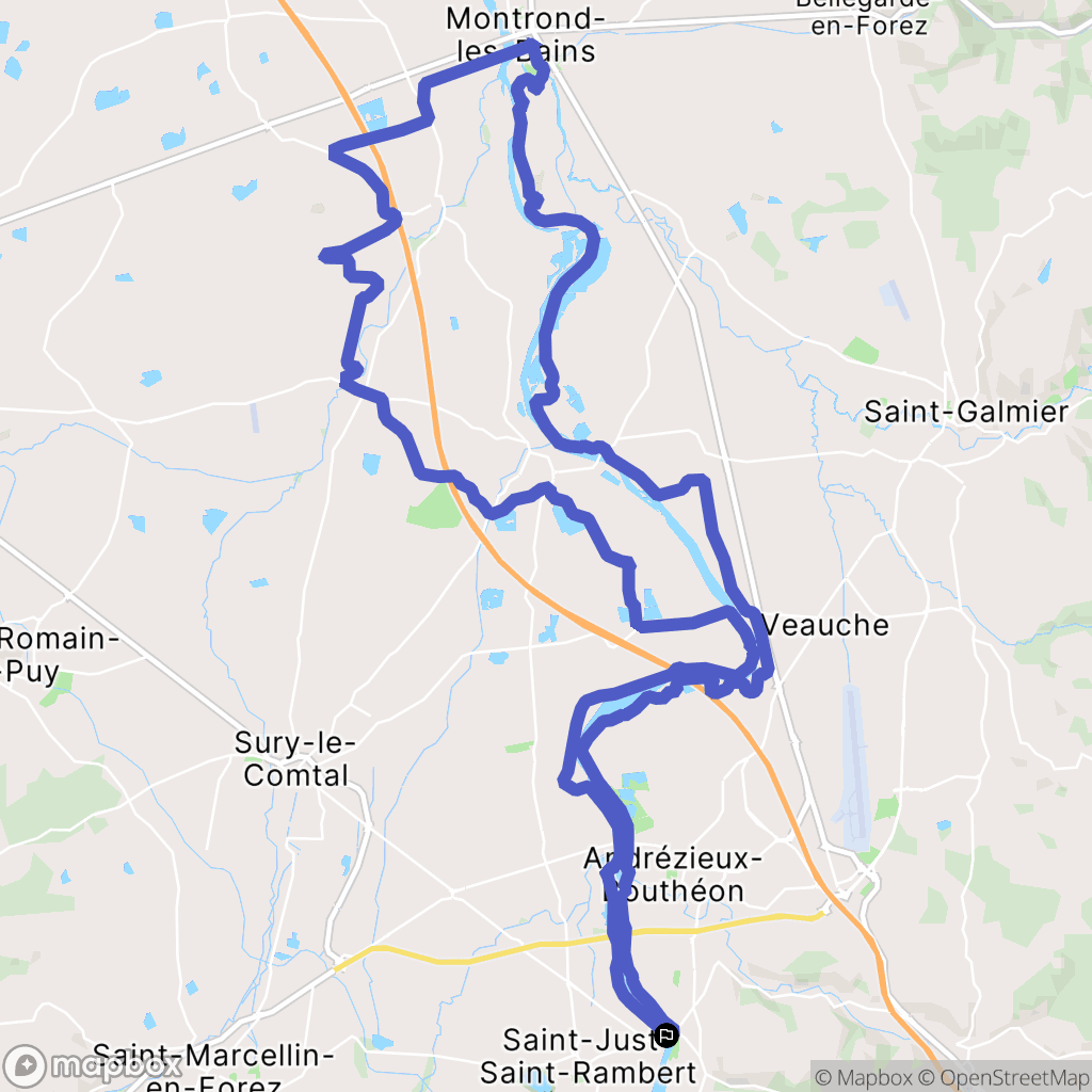 Saint-Just-Saint-Rambert : carte du parcours de randonnée - France