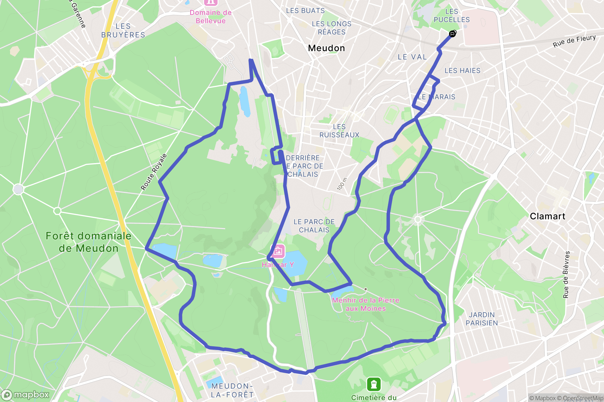 Meudon : carte du parcours de randonnée - France
