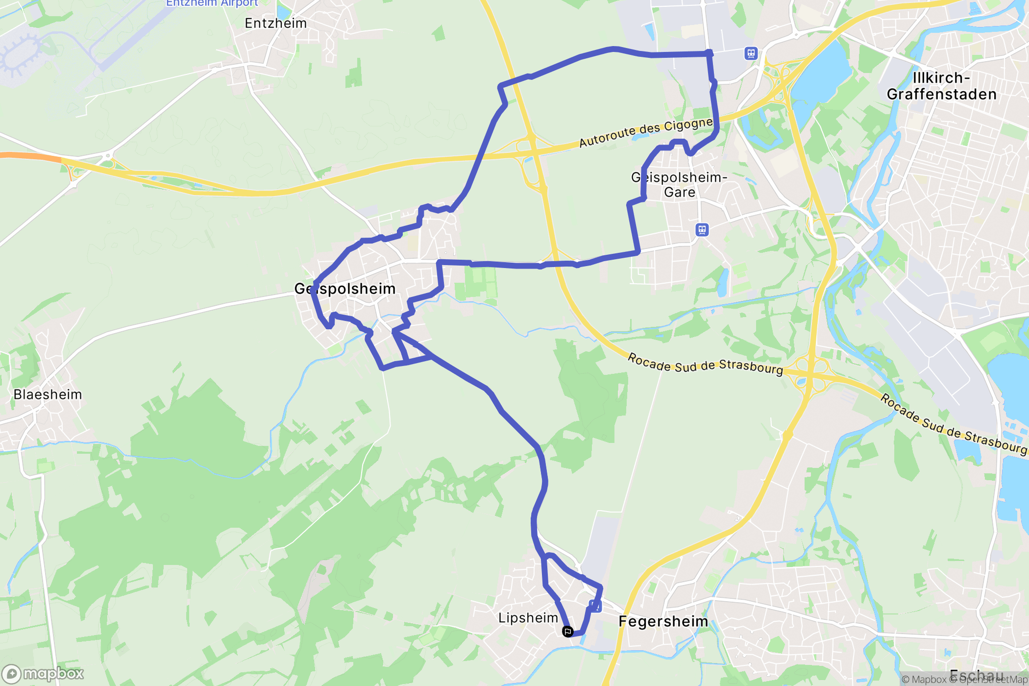 Lipsheim : carte du parcours de randonnée - France