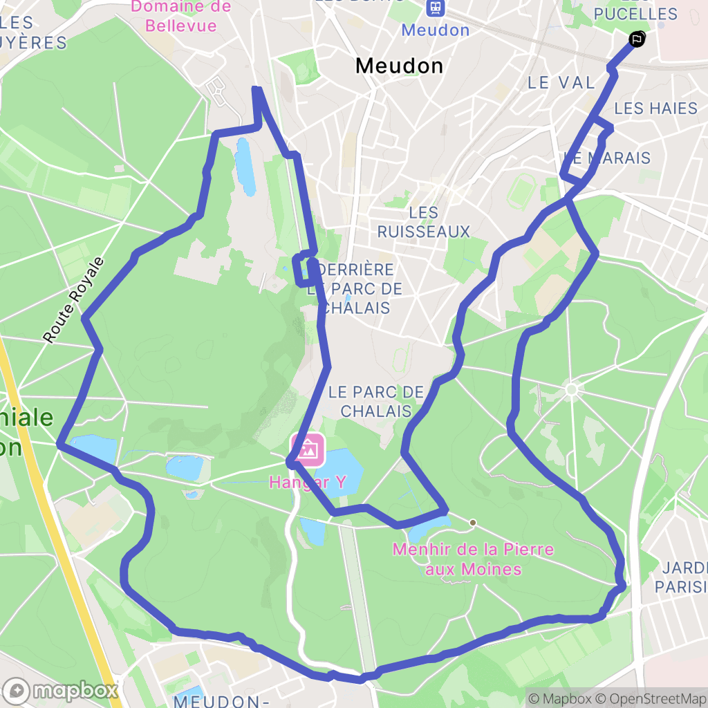 Meudon : carte du parcours de randonnée - France