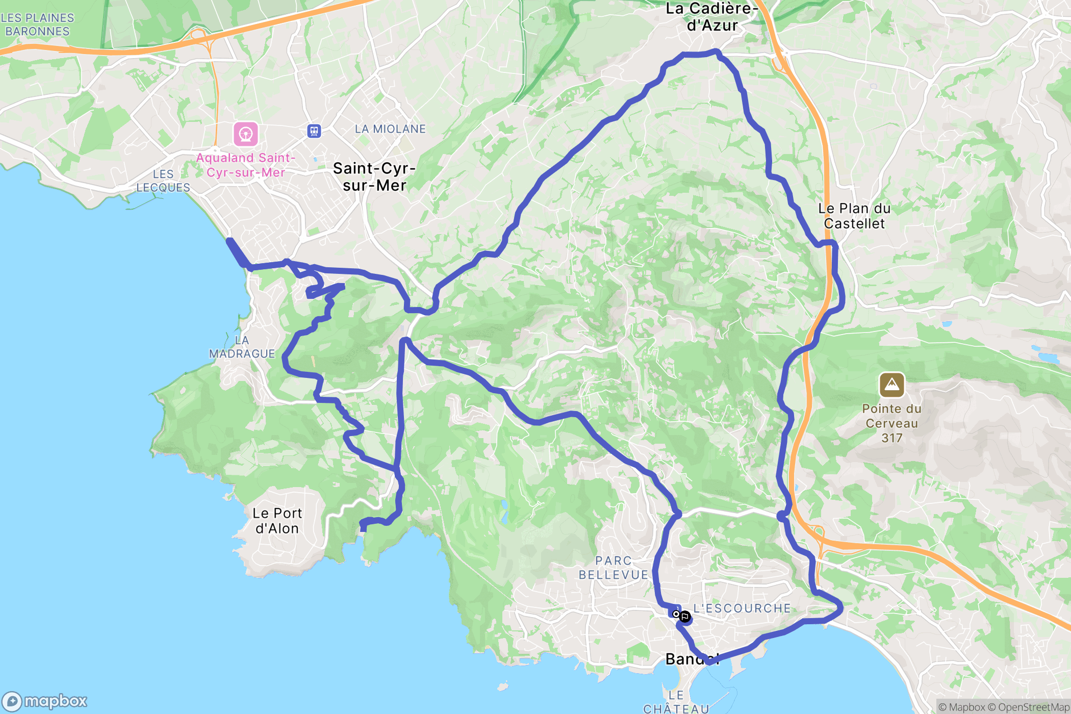 Bandol : carte du parcours de randonnée - France