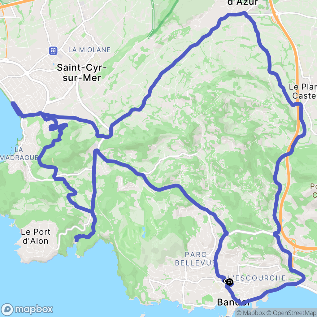 Bandol : carte du parcours de randonnée - France