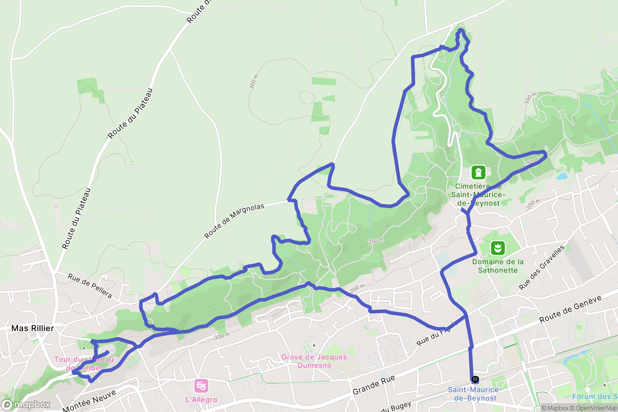Saint-Maurice-de-Beynost : carte du parcours de randonnée - France