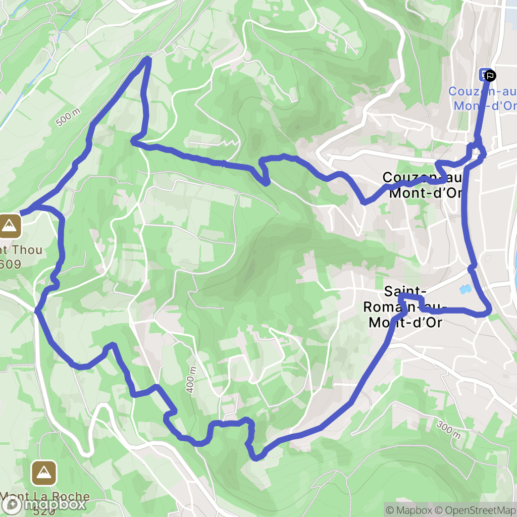 Couzon-au-Mont-d'Or : carte du parcours de randonnée - France