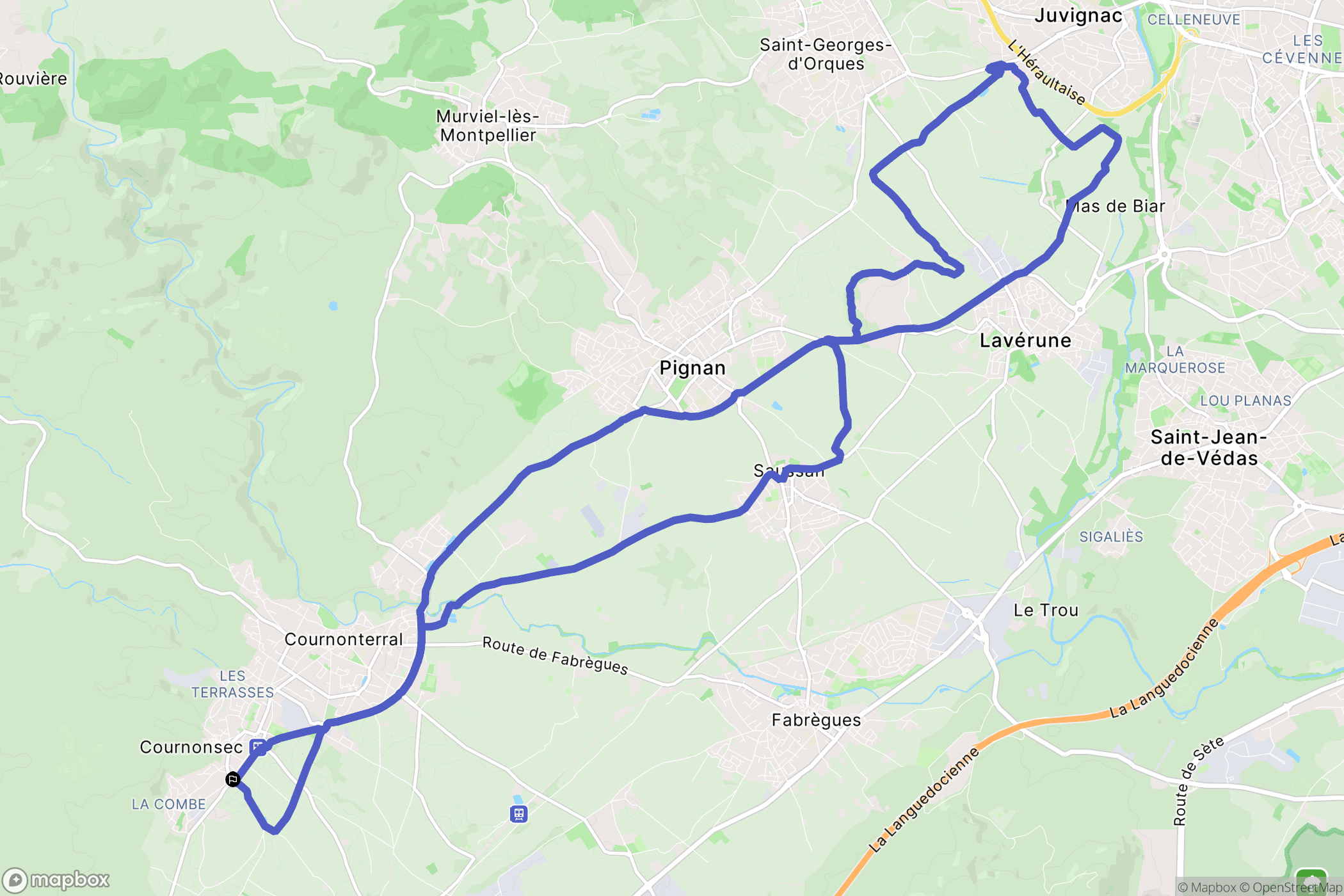 Cournonsec : carte du parcours de randonnée - France