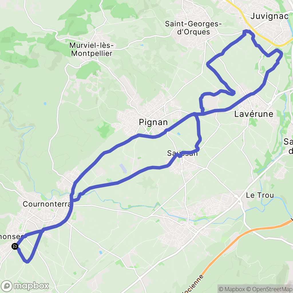 Cournonsec : carte du parcours de randonnée - France